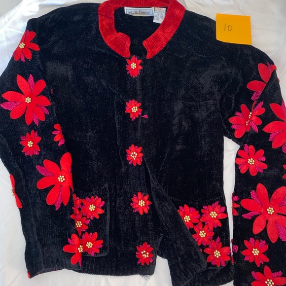 Floral Black and Red Cardigan - Picture 1 of 1